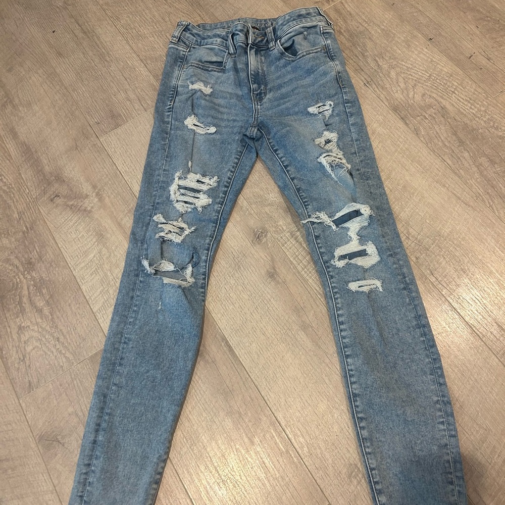 American Eagle Outfitters Blue Skinny Distressed Jeans